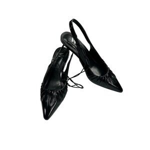 Black Slingback Pointed-Toe Heels 6M Synthetic Upper Stylish & Comfortable